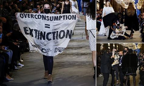 louis vuitton fashion show protestor|louis vuitton climate activist.